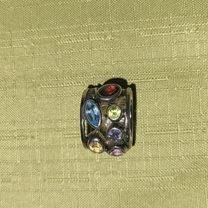 .925 Multi-Color Gemstone Silver Ring